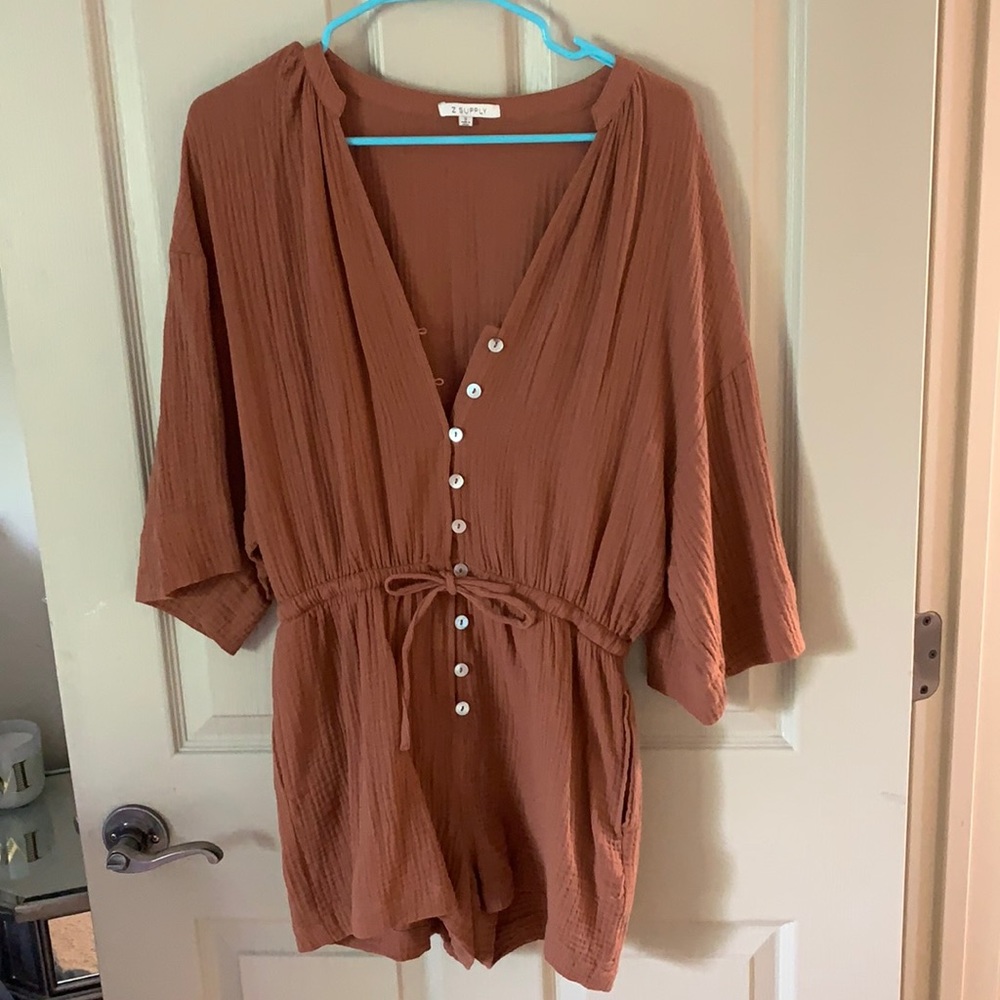 Z Supply Burnt Orange/Tan Romper Size Small